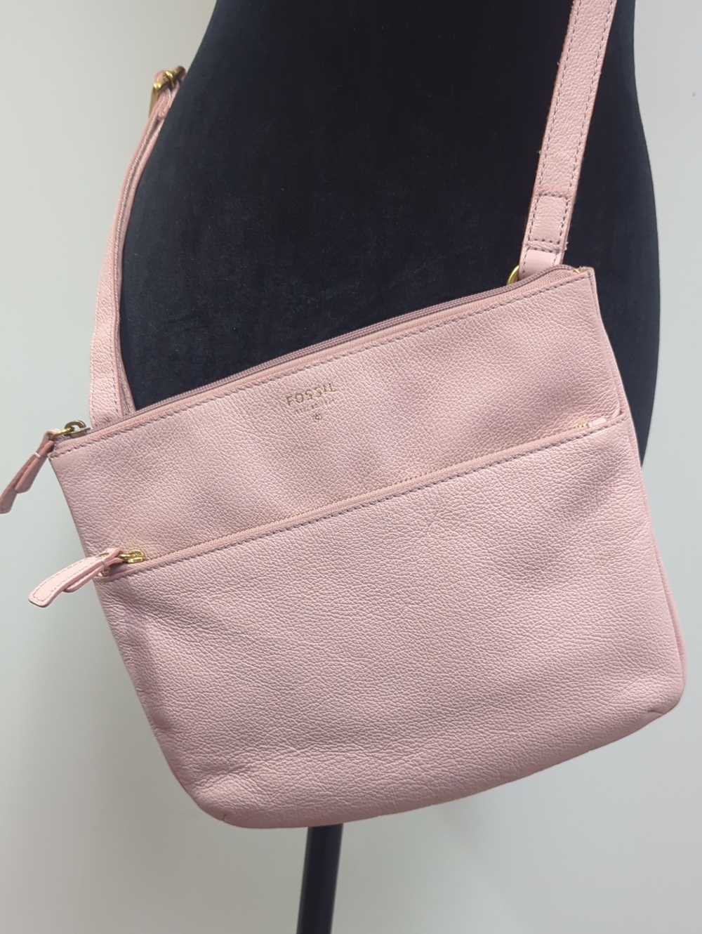 Fossil Blush Pink Leather Crossbody Bag